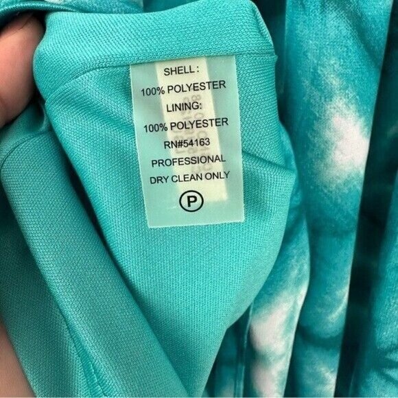 Calvin Klein Dress Sz 4 Pleated Bust Laguna Blue Green White Tie Dye Womens - Picture 8 of 9